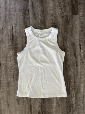 Ribbed Tank Top in Off-White -
